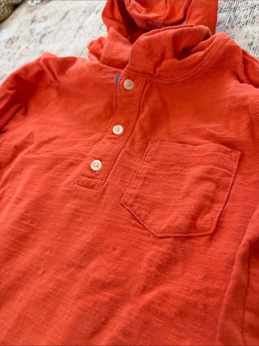 Carter's Orange Hooded Henley Sweatshirt
